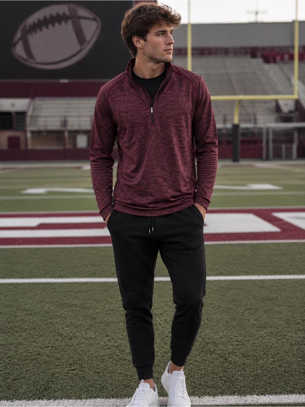 Lululemon Men's Maroon Quarter-Zip Performance Pullover